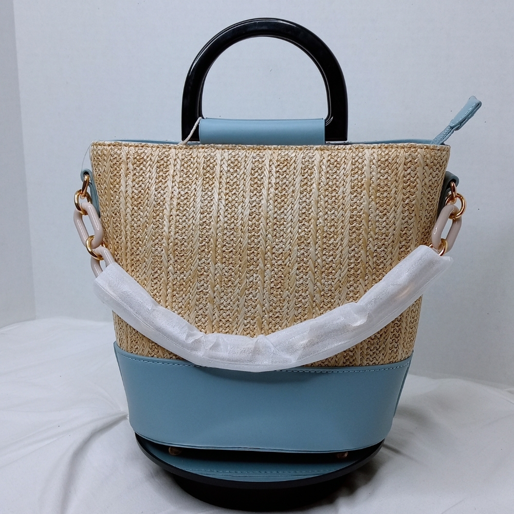 Blue Fashion Straw Handbag